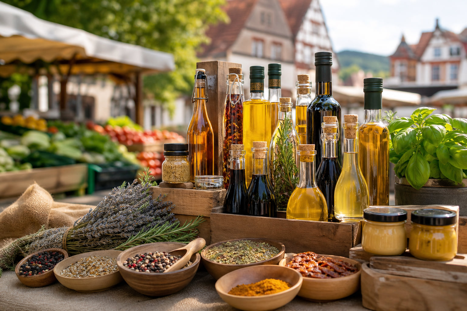 Haßlocher Wochenmarkt: Neuer Stand mit Gewürzen, Senf, Öl und Essig testet das Angebot