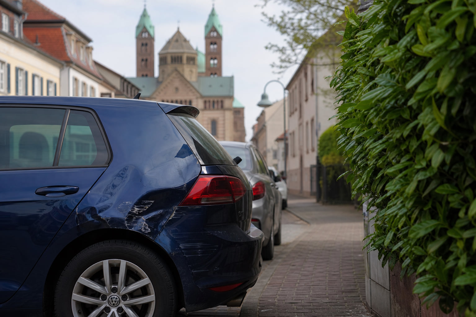 Parkunfall in Speyer: Gesuchter blauer VW nach Zusammenstoß verschwunden