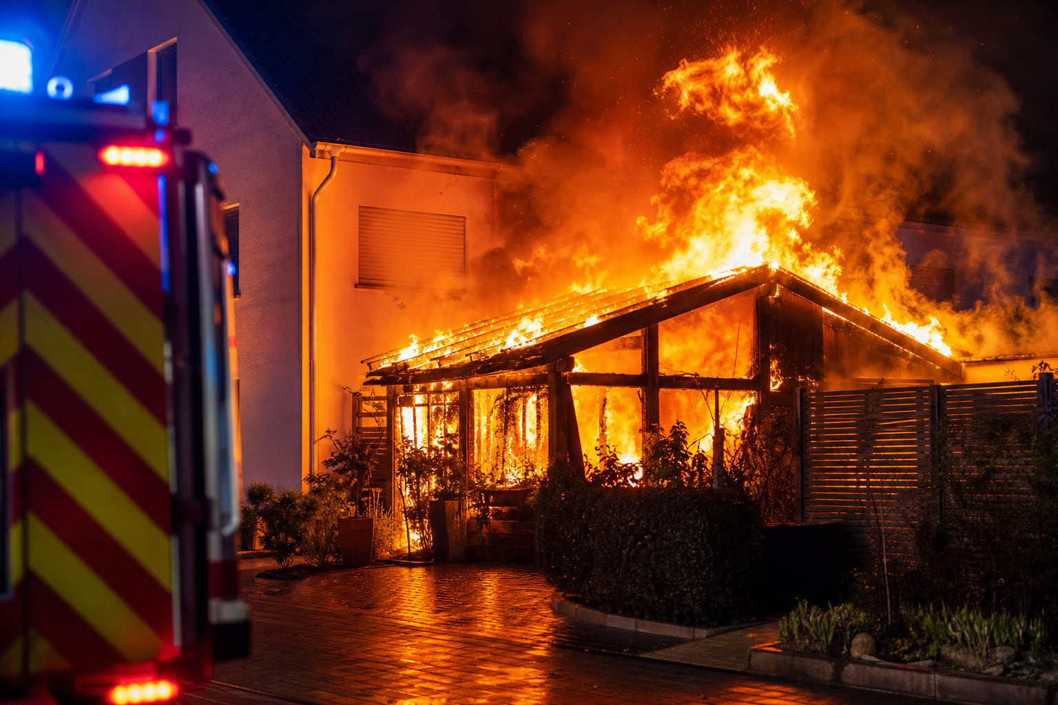 Anbau eines Wohnhauses in Bellheim brennt lichterloh