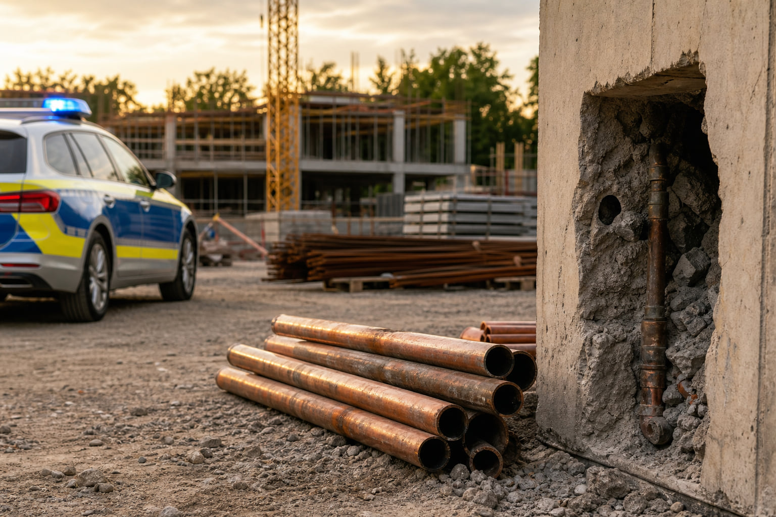 Metalldiebe erbeuten Heizungsrohre auf Großbaustelle in Bobenheim-Roxheim