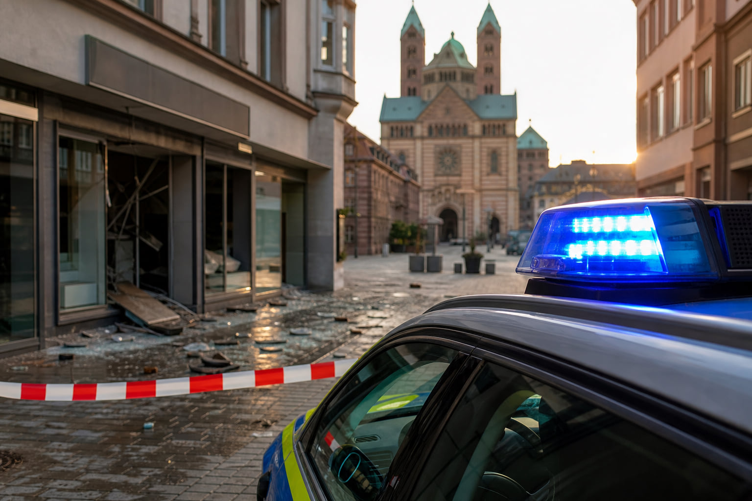 Explosion vor Geschäft in der Speyerer Innenstadt: Polizei ermittelt