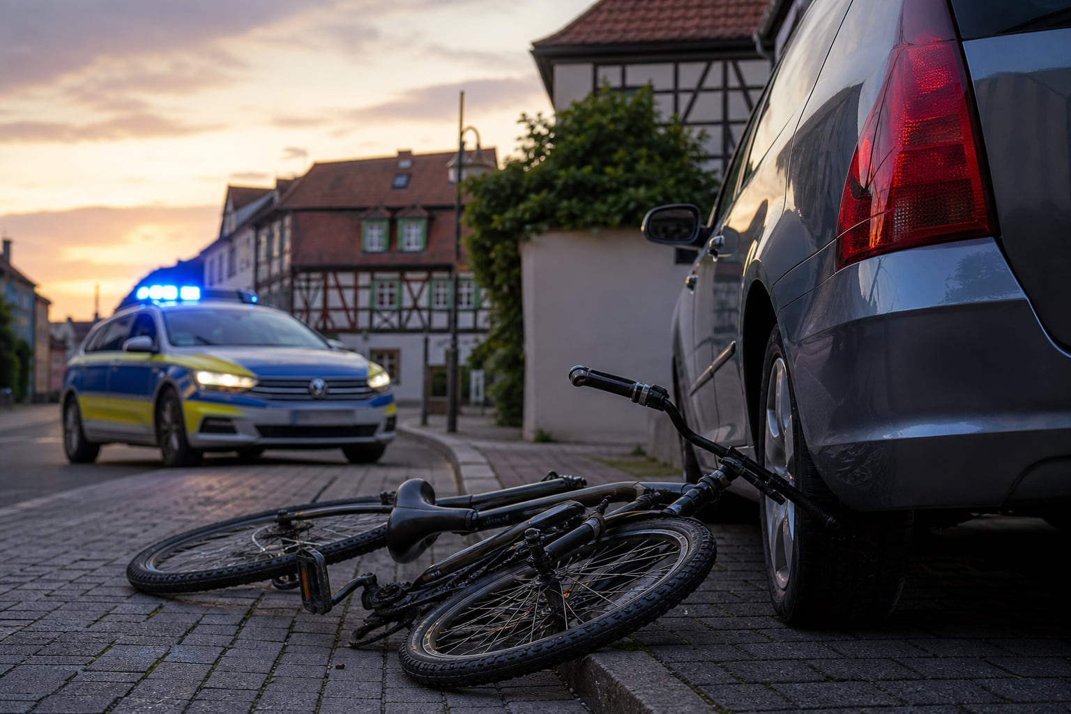 Betrunken auf dem Rad: 54-Jähriger kracht in Grünstadt gegen geparktes Auto